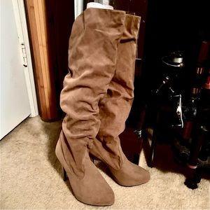 Beautiful beige/camel over the knee stilettos